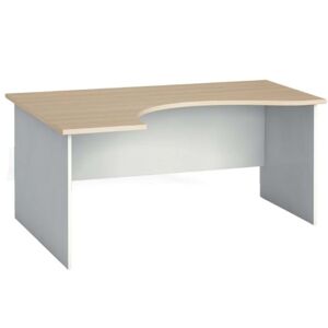 B2B Partner Rohový kancelársky pracovný stôl PRIMO FLEXI, zaoblený 160 x 120 cm, biela/dub prírodný, ľavý