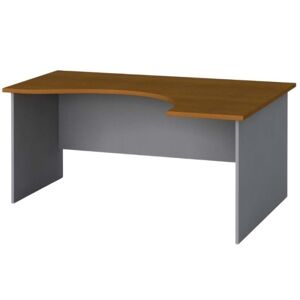 B2B Partner Rohový kancelársky pracovný stôl, zaoblený 160x120 cm, sivá / čerešňa, pravý