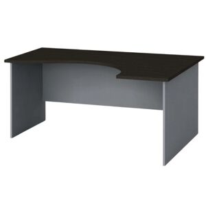 B2B Partner Rohový kancelársky pracovný stôl, zaoblený 160x120 cm, sivá / wenge, pravý