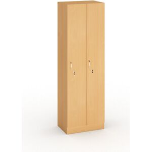 B2B Partner Drevená šatníková skrinka S5, 2 oddiely, 1900 x 600 x 420 mm, cylindrický zámok, buk B2B Partner Drevená šatníková skrinka S5, 2 oddiely, 1900 x 600 x 420 mm, cylindrický zámok, buk