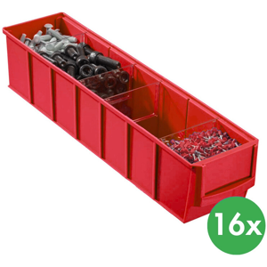 Allit Plastový regálový box ShelfBox typ B - 91 x 400 x 81 mm, 16 ks, červený Allit Plastový regálový box ShelfBox typ B - 91 x 400 x 81 mm, 16 ks, červený