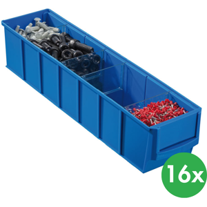 Allit Plastový regálový box ShelfBox typ B - 91 x 400 x 81 mm, 16 ks, modrý Allit Plastový regálový box ShelfBox typ B - 91 x 400 x 81 mm, 16 ks, modrý