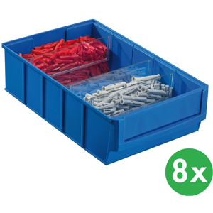 Allit Plastový regálový box ShelfBox typ D - 183 x 300 x 81 mm, 8 ks, modrý Allit Plastový regálový box ShelfBox typ D - 183 x 300 x 81 mm, 8 ks, modrý
