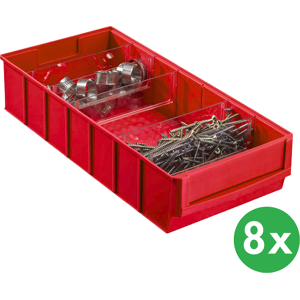 Allit Plastový regálový box ShelfBox typ E - 183 x 400 x 81 mm, 8 ks, červený Allit Plastový regálový box ShelfBox typ E - 183 x 400 x 81 mm, 8 ks, červený