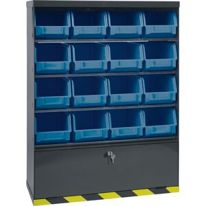 ArtPlast Závesný regál s plastovými boxmi BASIC a priehradkou, 16 boxov ArtPlast Závesný regál s plastovými boxmi BASIC a priehradkou, 16 boxov