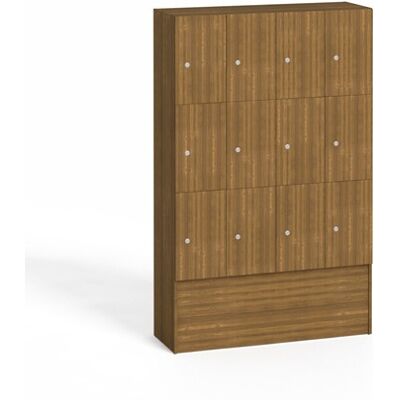 B2B Partner Drevená odkladacia skrinka S5 s úložnými boxami, 12 boxov, 1700 x 1200 x 420 mm, cylindrický zámok, orech B2B Partner Drevená odkladacia skrinka S5 s úložnými boxami, 12 boxov, 1700 x 1200 x 420 mm, cylindrický zámok, orech