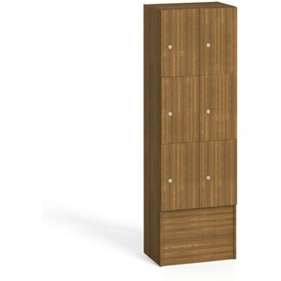 B2B Partner Drevená odkladacia skrinka S5 s úložnými boxami, 6 boxov, 1700 x 600 x 420 mm, cylindrický zámok, orech B2B Partner Drevená odkladacia skrinka S5 s úložnými boxami, 6 boxov, 1700 x 600 x 420 mm, cylindrický zámok, orech