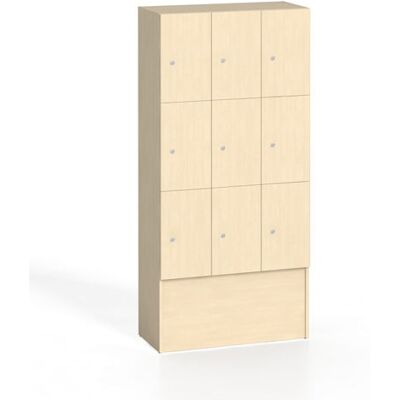 B2B Partner Drevená odkladacia skrinka S5 s úložnými boxami, 9 boxov, 1700 x 900 x 420 mm, cylindrický zámok, breza B2B Partner Drevená odkladacia skrinka S5 s úložnými boxami, 9 boxov, 1700 x 900 x 420 mm, cylindrický zámok, breza