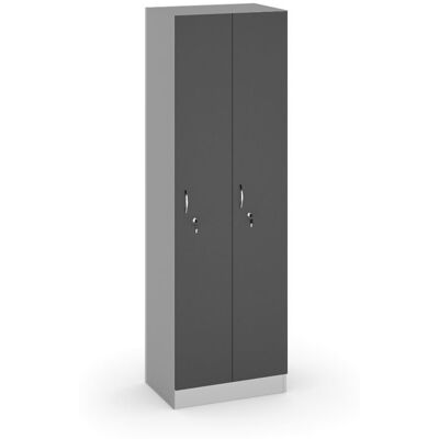 B2B Partner Drevená šatníková skrinka S5, 2 oddiely, 1900 x 600 x 420 mm, cylindrický zámok, antracit B2B Partner Drevená šatníková skrinka S5, 2 oddiely, 1900 x 600 x 420 mm, cylindrický zámok, antracit