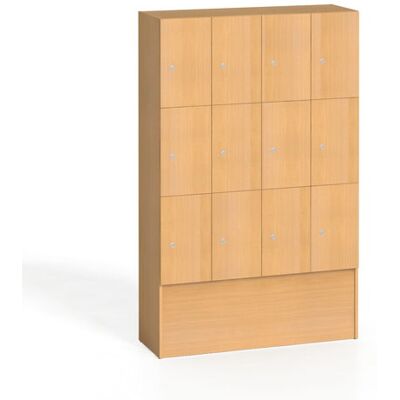 B2B Partner Drevená šatníková skrinka S5 s odkladacími boxami, 12 boxov, 1700 x 1200 x 420 mm, cylindrický zámok, buk B2B Partner Drevená šatníková skrinka S5 s odkladacími boxami, 12 boxov, 1700 x 1200 x 420 mm, cylindrický zámok, buk