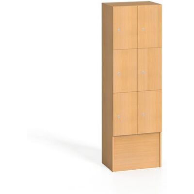 B2B Partner Drevená šatníková skrinka S5 s odkladacími boxami, 6 boxov, 1700 x 600 x 420 mm, cylindrický zámok, buk B2B Partner Drevená šatníková skrinka S5 s odkladacími boxami, 6 boxov, 1700 x 600 x 420 mm, cylindrický zámok, buk