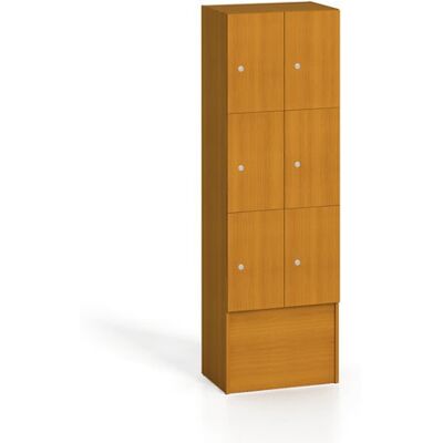 B2B Partner Drevená šatníková skrinka S5 s odkladacími boxami, 6 boxov, 1700 x 600 x 420 mm, cylindrický zámok, čerešňa B2B Partner Drevená šatníková skrinka S5 s odkladacími boxami, 6 boxov, 1700 x 600 x 420 mm, cylindrický zámok, čerešňa