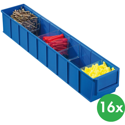 Allit Plastový regálový box ShelfBox typ C - 91 x 500 x 81 mm, 16 ks, modrý Allit Plastový regálový box ShelfBox typ C - 91 x 500 x 81 mm, 16 ks, modrý