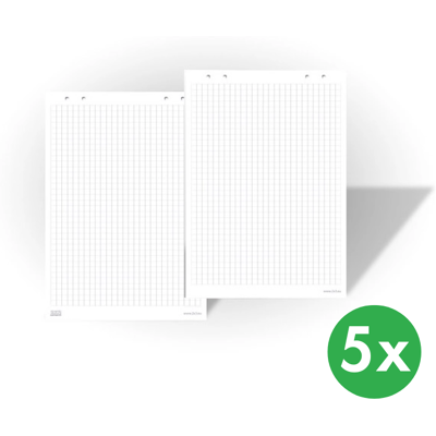 Bi-Office Papierové bloky pre flipchart tabule, balenie 5x 25 listov, štvorčekované Bi-Office Papierové bloky pre flipchart tabule, balenie 5x 25 listov, štvorčekované