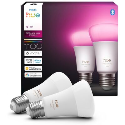 8720169365735 Philips Hue White and color Ambiance LED žiarovka E27 8,1W/1100lm 1000-20000K+RGB biela 2-set 8720169365735 Philips Hue White and color Ambiance LED žiarovka E27 8,1W/1100lm 1000-20000K+RGB biela 2-set