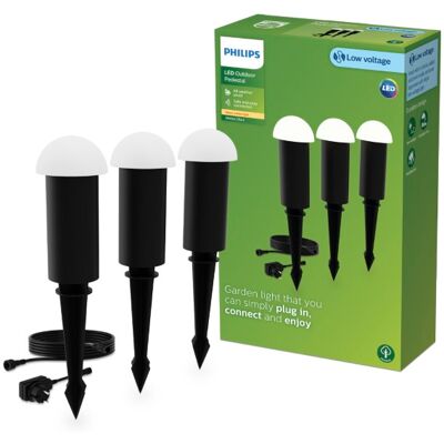 Záhradné stĺpikové svietidlo LED 2700K čierna IP44 PHILIPS GardenLink Low Volt Edwina Kit 8720169386990 adaptér, balenie 3 ks, kábel Záhradné stĺpikové svietidlo LED 2700K čierna IP44 PHILIPS GardenLink Low Volt Edwina Kit 8720169386990 adaptér, balenie 3 ks, kábel