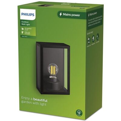 Philips 8720169266414 Outdoor Alzor vonkajšie nástenné svietidlo 1xE27 IP44 čierna Philips 8720169266414 Outdoor Alzor vonkajšie nástenné svietidlo 1xE27 IP44 čierna