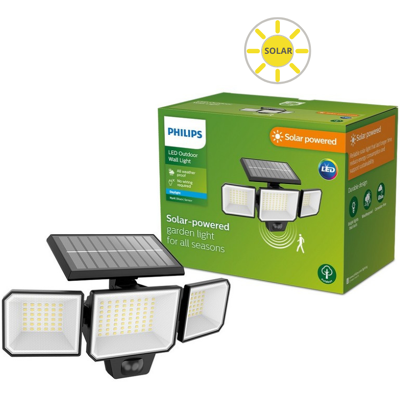Philips 8720169269156 Outdoor solar Nysil solárne nástenné svietidlo bezpečnostné/reflektor so senzorom PIR LED 8,7W/1000lm 5000K IP65 čierna Philips 8720169269156 Outdoor solar Nysil solárne nástenné svietidlo bezpečnostné/reflektor so senzorom PIR LED 8,7W/1000lm 5000K IP65 čierna