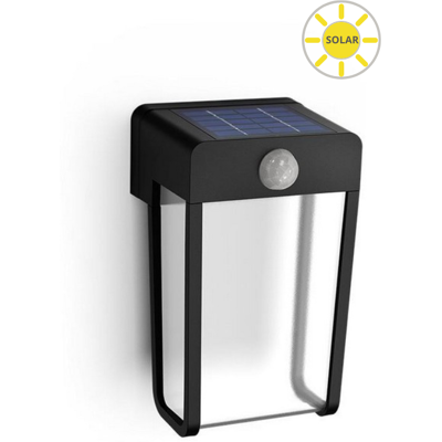 Philips 8720169265509 Outdoor solar Shroud solárne nástenné svietidlo so senzorom PIR LED 2,3W 250/25lm 2700K IP44 čierna, čírá Philips 8720169265509 Outdoor solar Shroud solárne nástenné svietidlo so senzorom PIR LED 2,3W 250/25lm 2700K IP44 čierna, čírá