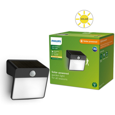Philips 8720169265448 Outdoor solar Yarixa solárne nástenné svietidlo so senzorom LED 2,2W 250/25lm 2700K IP44 čierna Philips 8720169265448 Outdoor solar Yarixa solárne nástenné svietidlo so senzorom LED 2,2W 250/25lm 2700K IP44 čierna