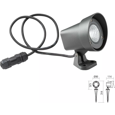 RedoGROUP REDO 90110 ZIGGY exteriérový reflektor CREE COB LED 12W 1320/985lm 3000K IP65 antracit RedoGROUP REDO 90110 ZIGGY exteriérový reflektor CREE COB LED 12W 1320/985lm 3000K IP65 antracit