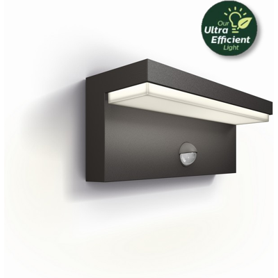 Philips 8720169257399 UltraEfficient Bustan vonkajšie nástenné svietidlo so senzorom PIR LED 3,8W/800lm 2700K IP44 antracit Philips 8720169257399 UltraEfficient Bustan vonkajšie nástenné svietidlo so senzorom PIR LED 3,8W/800lm 2700K IP44 antracit