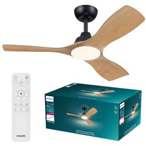 Stropný ventilátor so svetlom LED 3000–6500K čierna, drevo IP20 PHILIPS Olas 8721103095961 Stropný ventilátor so svetlom LED 3000–6500K čierna, drevo IP20 PHILIPS Olas 8721103095961