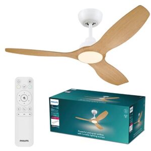 Stropný ventilátor so svetlom LED 3000–6500K biela, drevo IP20 PHILIPS Olas 8721103095923 Stropný ventilátor so svetlom LED 3000–6500K biela, drevo IP20 PHILIPS Olas 8721103095923