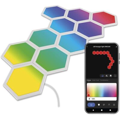 EMOS ZIW22AR GoSmart LED svietidlo Hexagon, 10 dielov, 19 W, RGB, stmievateľné, WiFi EMOS ZIW22AR GoSmart LED svietidlo Hexagon, 10 dielov, 19 W, RGB, stmievateľné, WiFi