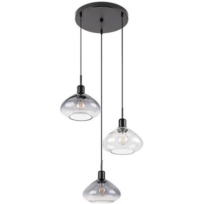 RABALUX 72023 Dvora závesné svietidlo 3xE27 D300mm matná čierna, dymová, priehľadná RABALUX 72023 Dvora závesné svietidlo 3xE27 D300mm matná čierna, dymová, priehľadná