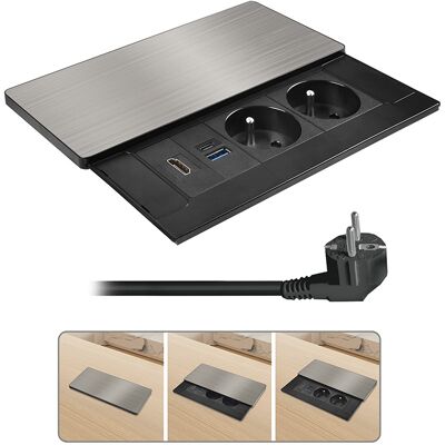 Vstavaná zásuvka strieborná Solight PP128C-PD20-HDMI Vstavaná zásuvka strieborná Solight PP128C-PD20-HDMI