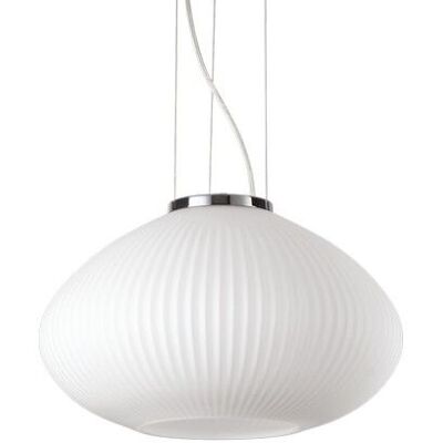 Ideal Lux 285184 PLISSE" závesné svietidlo 1xE27 D350mm chróm, biela Ideal Lux 285184 PLISSE" závesné svietidlo 1xE27 D350mm chróm, biela