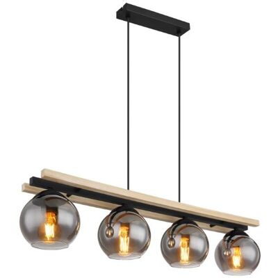 GLOBO lighting GLOBO 15569-4H CONNI závesné svietidlo 4xE27 matná čierna, drevo, dymová GLOBO lighting GLOBO 15569-4H CONNI závesné svietidlo 4xE27 matná čierna, drevo, dymová