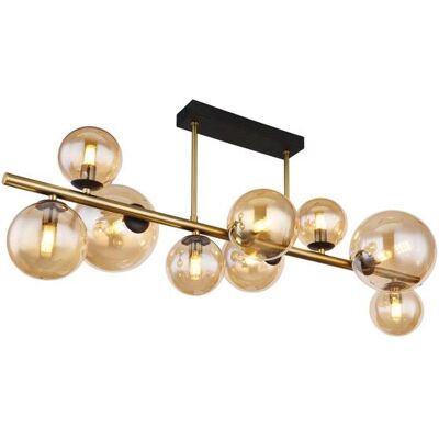 GLOBO lighting GLOBO 56135-9D RIHA stropné svietidlo 9xG9 čierna, mosadz, jantárová GLOBO lighting GLOBO 56135-9D RIHA stropné svietidlo 9xG9 čierna, mosadz, jantárová