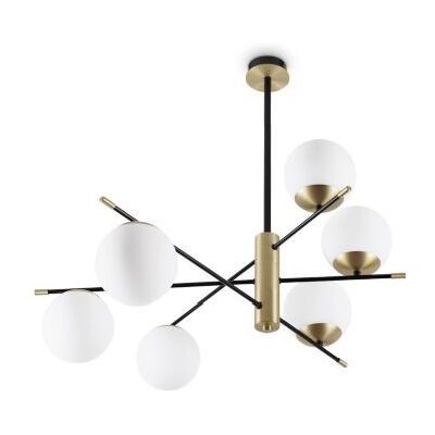Ideal Lux 289496 GOURMET závesné svietidlo 6xE14 čierna, mosadz Ideal Lux 289496 GOURMET závesné svietidlo 6xE14 čierna, mosadz