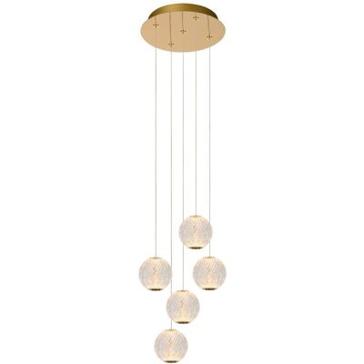 LUCIDE 13499/22/60 CINTRA závesné svietidlo D320mm LED 5x4,7W/5x290lm 2700K mosadzná, priehľadná LUCIDE 13499/22/60 CINTRA závesné svietidlo D320mm LED 5x4,7W/5x290lm 2700K mosadzná, priehľadná