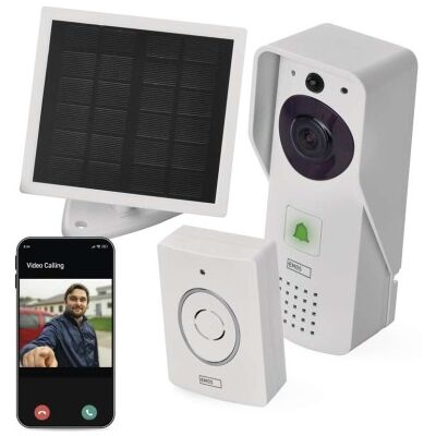 Emos H4030 GoSmart Domový solárny bezdrôtový batériový videozvonček, biela, Wi-Fi Emos H4030 GoSmart Domový solárny bezdrôtový batériový videozvonček, biela, Wi-Fi