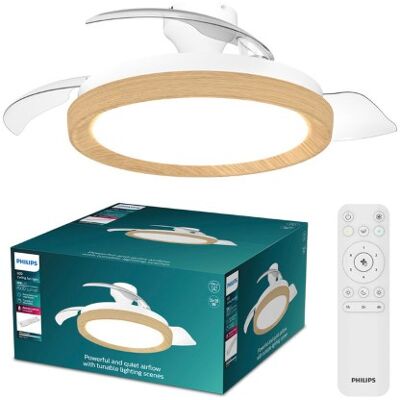 Stropný ventilátor so svetlom LED 2700–6500K drevo IP20 PHILIPS Bliss 8721103128294 Stropný ventilátor so svetlom LED 2700–6500K drevo IP20 PHILIPS Bliss 8721103128294