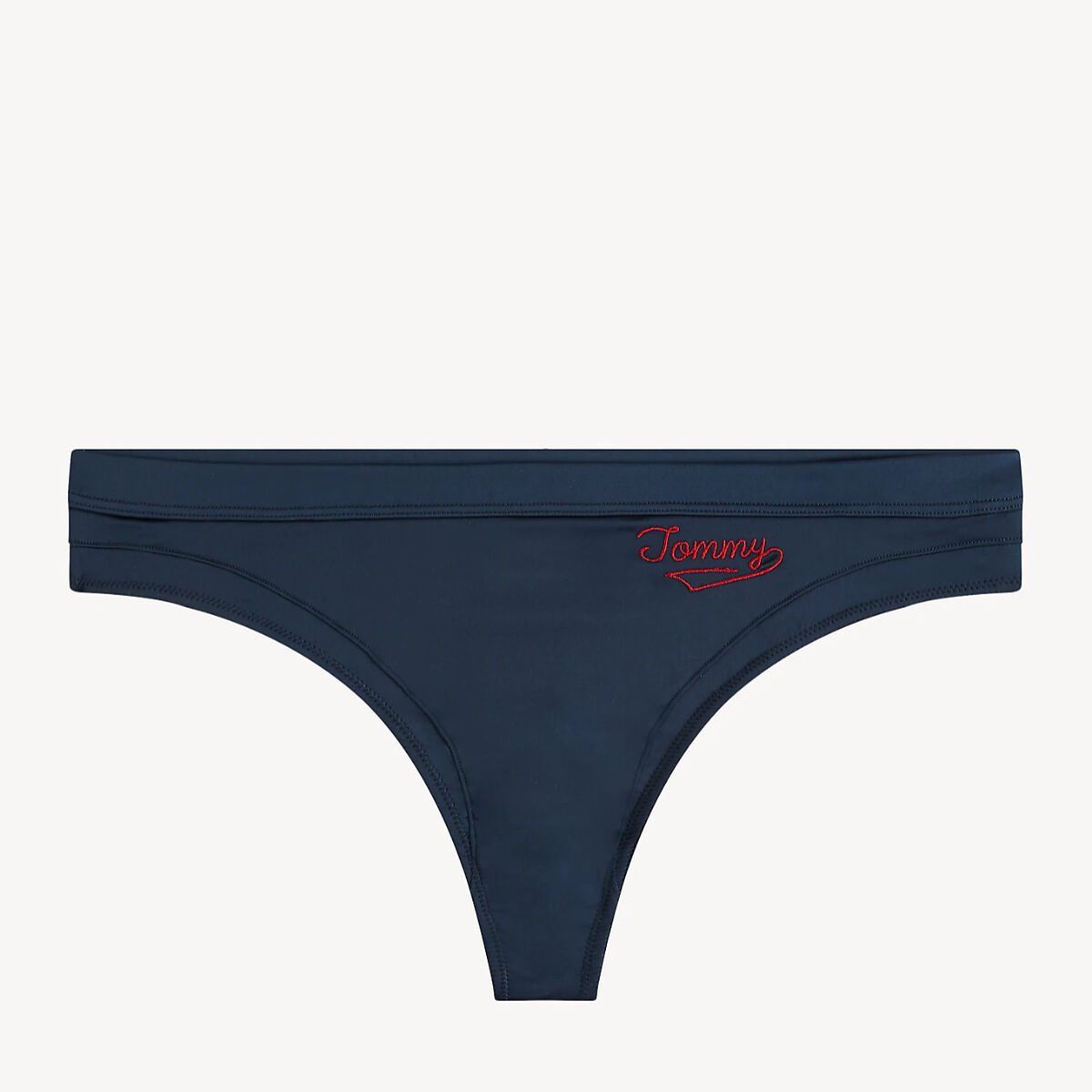 TOMMY HILFIGER Tmavomodré tangá Signature Satin – M