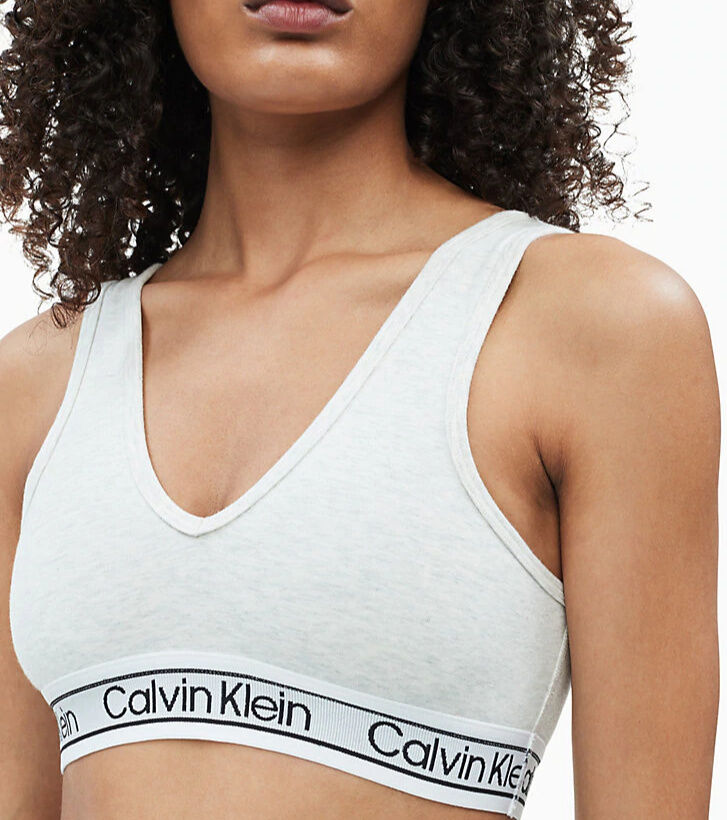 CALVIN KLEIN Šedobiele bralette Modern Flx – S