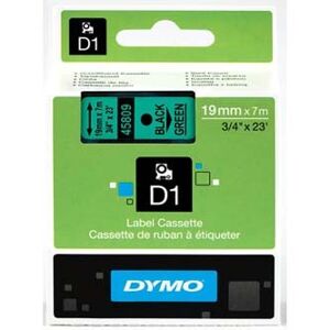 Dymo D1 45809, S0720890, 19mm x 7m, čierna tlač/zelený podklad, originálna páska
