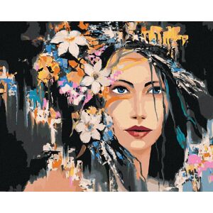 Zuty – Maľovanie Podľa Čísel – Čiernovlasá Žena S Kvetinami, 80 × 100 cm, Plátno + Rám Zuty – Maľovanie Podľa Čísel – Čiernovlasá Žena S Kvetinami, 80 × 100 cm, Plátno + Rám