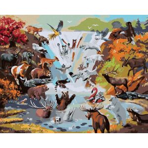 Zuty – Maľovanie podľa čísel – Vodopád a zvieratá (D. Rusty Rust), 80 × 100 cm, plátno + rám Zuty – Maľovanie podľa čísel – Vodopád a zvieratá (D. Rusty Rust), 80 × 100 cm, plátno + rám