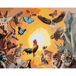 Zuty – Maľovanie podľa čísel – Zvieratá a západ slnka (D. Rusty Rust), 80 × 100 cm, plátno + rám Zuty – Maľovanie podľa čísel – Zvieratá a západ slnka (D. Rusty Rust), 80 × 100 cm, plátno + rám