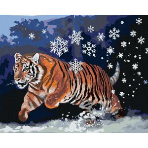 Zuty – Maľovanie podľa čísel – Tiger a snehové vločky (D. Rusty Rust), 80 × 100 cm, plátno + rám Zuty – Maľovanie podľa čísel – Tiger a snehové vločky (D. Rusty Rust), 80 × 100 cm, plátno + rám
