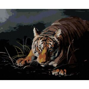 Zuty – Maľovanie podľa čísel – Tiger číhajúci v tme (D. Rusty Rust), 80 × 100 cm, plátno + rám Zuty – Maľovanie podľa čísel – Tiger číhajúci v tme (D. Rusty Rust), 80 × 100 cm, plátno + rám