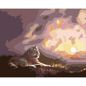 Zuty – Maľovanie podľa čísel – Ležiaci tiger a západ slnka (D. Rusty Rust), 80 × 100 cm, plátno + rám Zuty – Maľovanie podľa čísel – Ležiaci tiger a západ slnka (D. Rusty Rust), 80 × 100 cm, plátno + rám