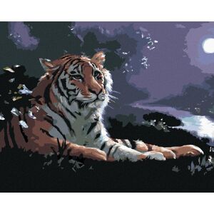 Zuty – Maľovanie podľa čísel – Ležiaci tiger, rieka a spln (D. Rusty Rust), 80 × 100 cm, plátno + rám Zuty – Maľovanie podľa čísel – Ležiaci tiger, rieka a spln (D. Rusty Rust), 80 × 100 cm, plátno + rám