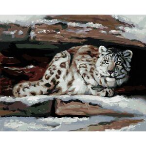Zuty – Maľovanie podľa čísel – Snežný leopard v úkryte (D. Rusty Rust), 80 × 100 cm, plátno + rám Zuty – Maľovanie podľa čísel – Snežný leopard v úkryte (D. Rusty Rust), 80 × 100 cm, plátno + rám