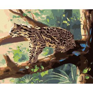 Zuty – Maľovanie podľa čísel – Ocelot sediaci na vetve (D. Rusty Rust), 80 × 100 cm, plátno + rám Zuty – Maľovanie podľa čísel – Ocelot sediaci na vetve (D. Rusty Rust), 80 × 100 cm, plátno + rám